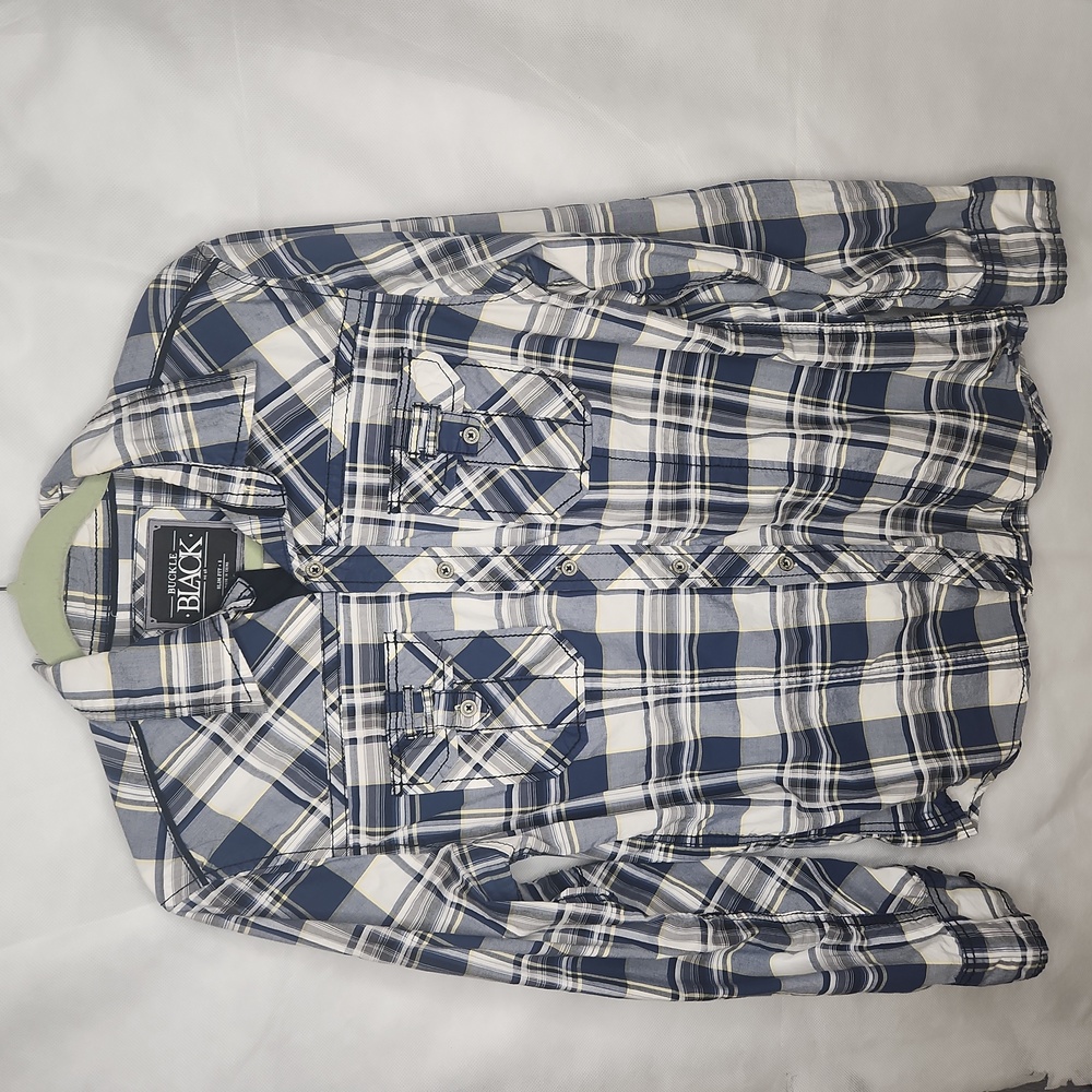 Men's Buckle Black Button Down Long sleeve
